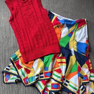 Ralph Lauren Red Sleeveless Anchor Nautical Sweater size S GUC